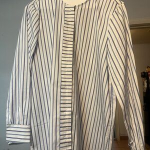 Karen Millen Blue and White Oversized Lightweight Shirt Jacket